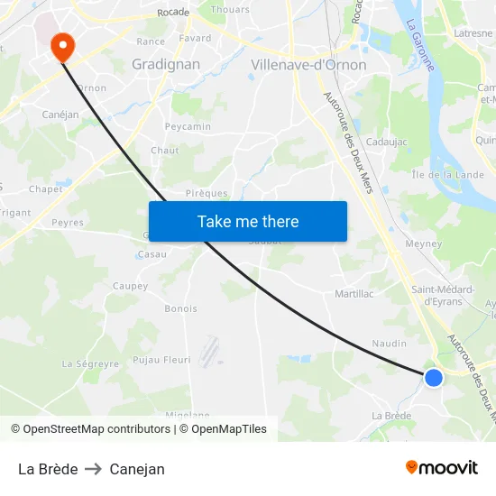 La Brède to Canejan map
