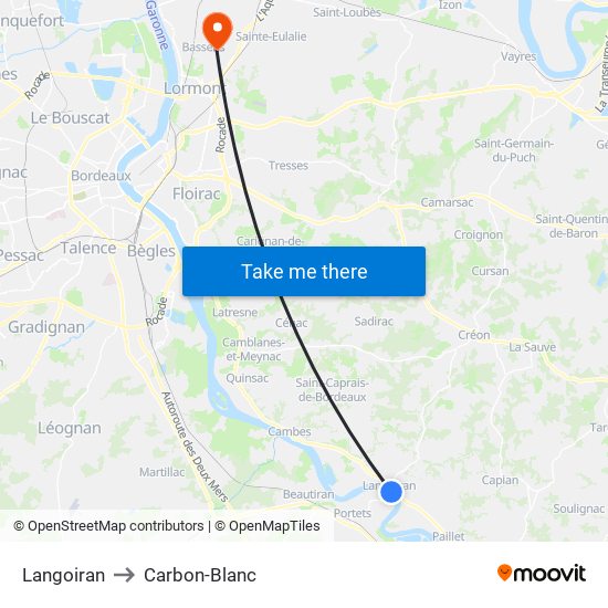 Langoiran to Carbon-Blanc map