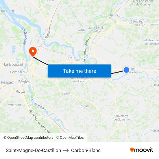Saint-Magne-De-Castillon to Carbon-Blanc map