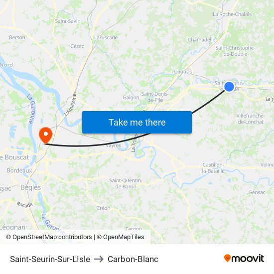 Saint-Seurin-Sur-L'Isle to Carbon-Blanc map