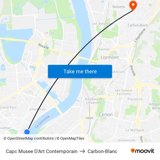 Capc Musee D'Art Contemporain to Carbon-Blanc map