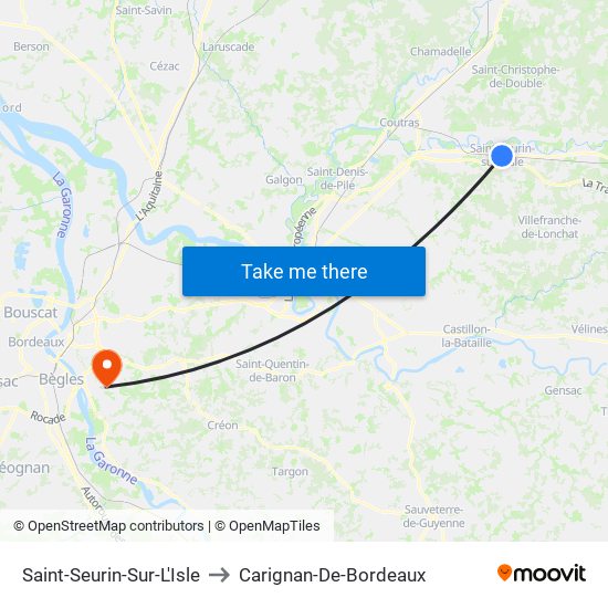 Saint-Seurin-Sur-L'Isle to Carignan-De-Bordeaux map