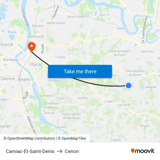 Camiac-Et-Saint-Denis to Cenon map