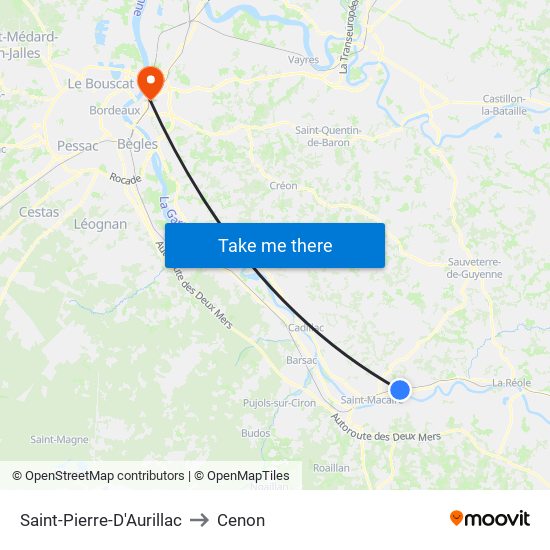 Saint-Pierre-D'Aurillac to Cenon map