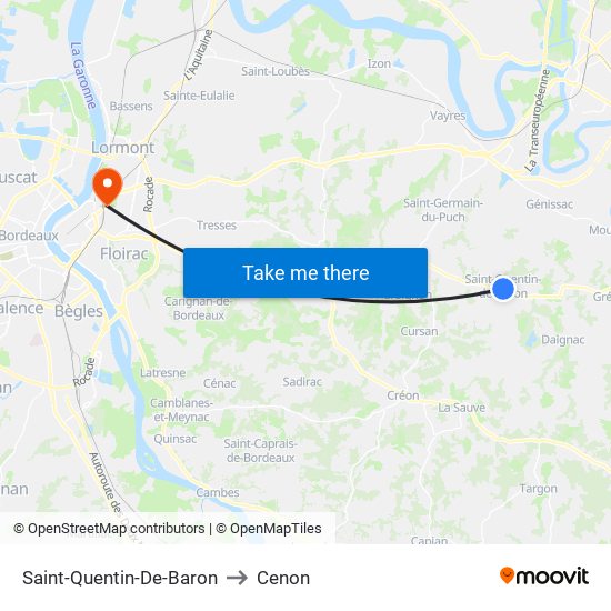 Saint-Quentin-De-Baron to Cenon map