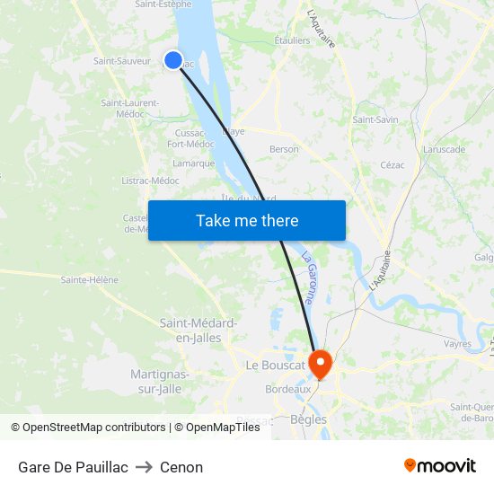 Gare De Pauillac to Cenon map