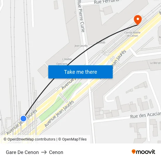 Gare De Cenon to Cenon map