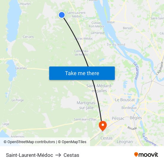 Saint-Laurent-Médoc to Cestas map