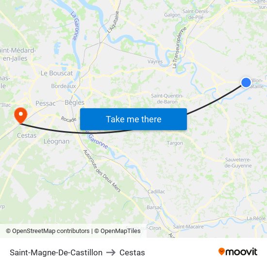 Saint-Magne-De-Castillon to Cestas map