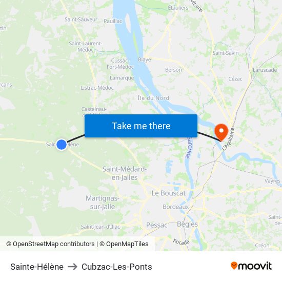 Sainte-Hélène to Cubzac-Les-Ponts map
