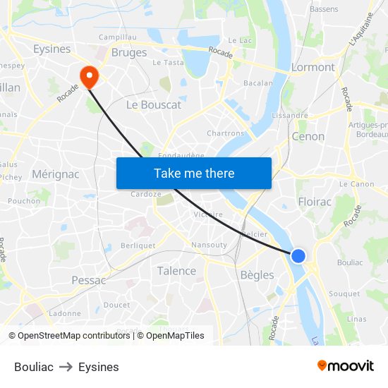 Bouliac to Eysines map