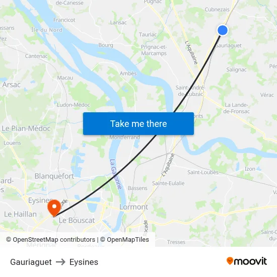 Gauriaguet to Eysines map