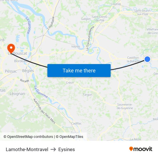 Lamothe-Montravel to Eysines map