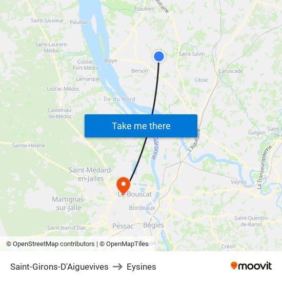 Saint-Girons-D'Aiguevives to Eysines map