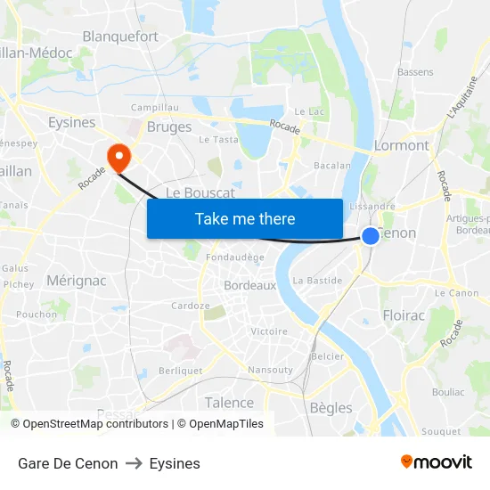 Gare De Cenon to Eysines map