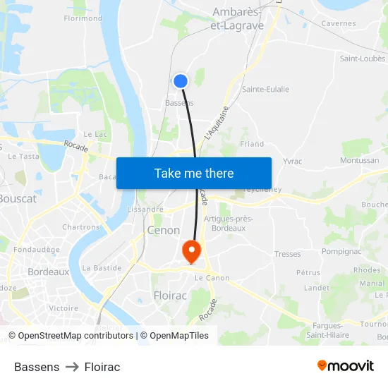 Bassens to Floirac map