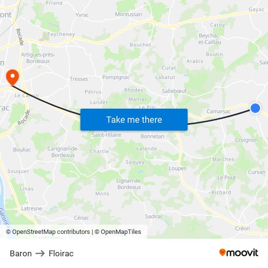 Baron to Floirac map