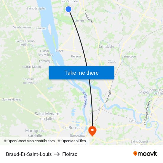 Braud-Et-Saint-Louis to Floirac map