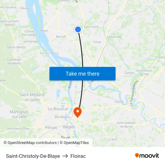 Saint-Christoly-De-Blaye to Floirac map