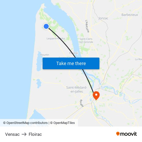 Vensac to Floirac map