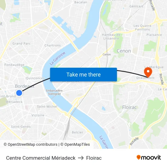 Centre Commercial Mériadeck to Floirac map
