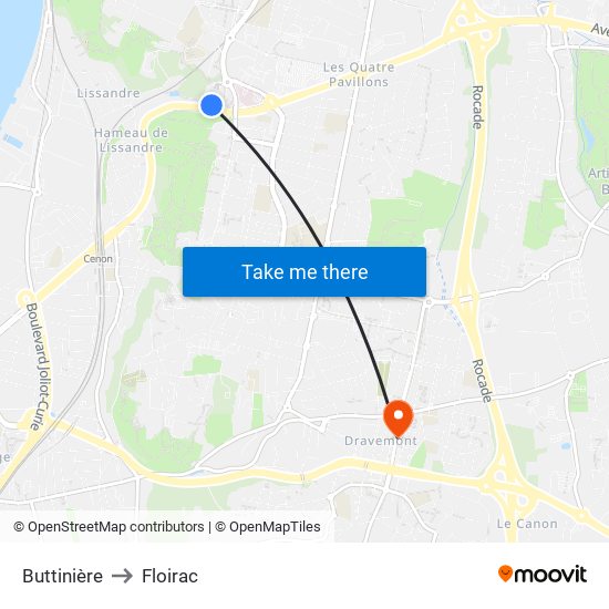 Buttinière to Floirac map