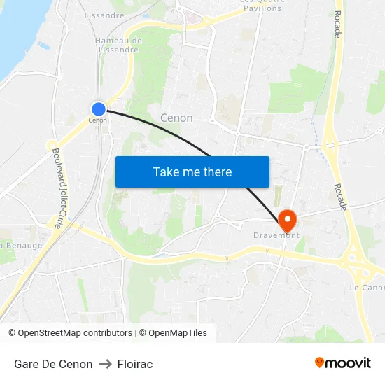Gare De Cenon to Floirac map