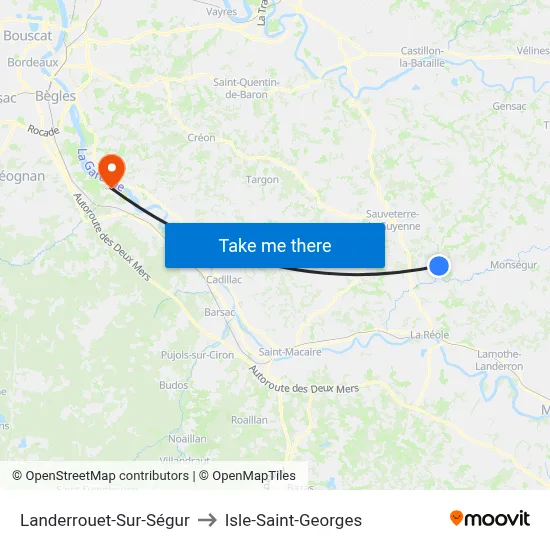 Landerrouet-Sur-Ségur to Isle-Saint-Georges map