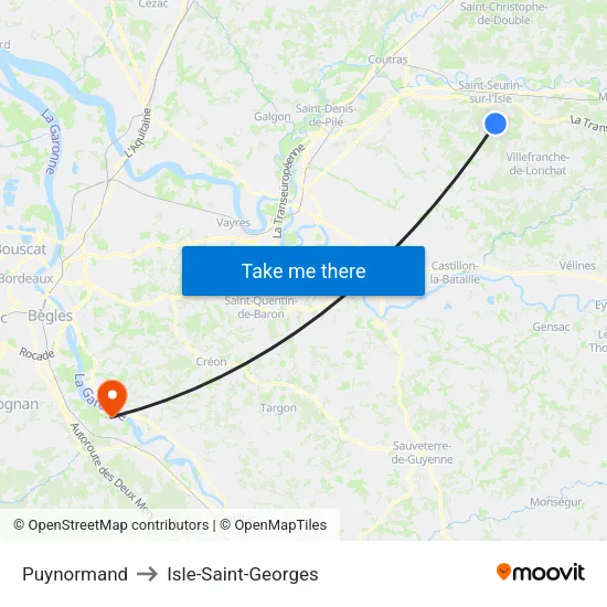Puynormand to Isle-Saint-Georges map