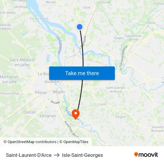 Saint-Laurent-D'Arce to Isle-Saint-Georges map