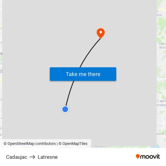 Cadaujac to Latresne map