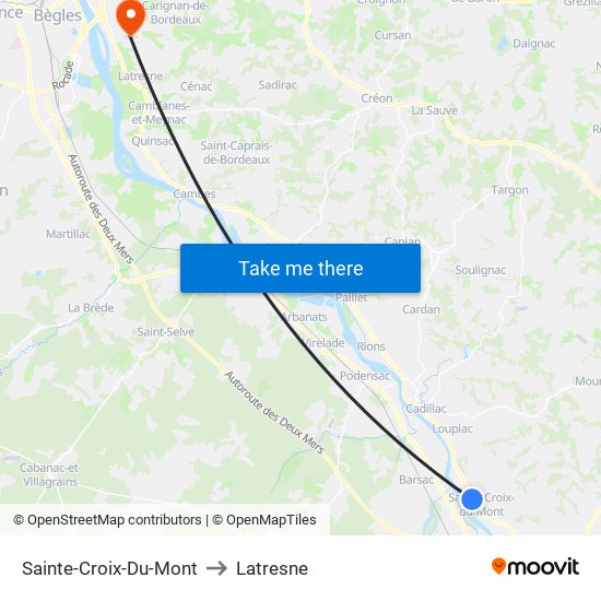 Sainte-Croix-Du-Mont to Latresne map