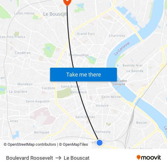 Boulevard Roosevelt to Le Bouscat map