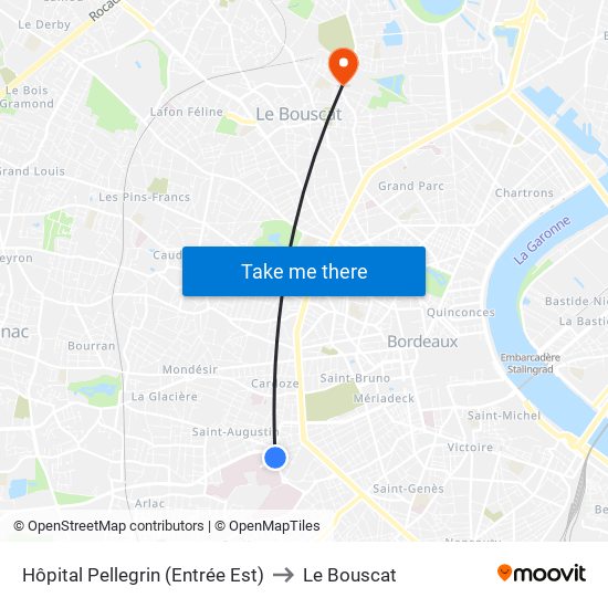 Hôpital Pellegrin (Entrée Est) to Le Bouscat map