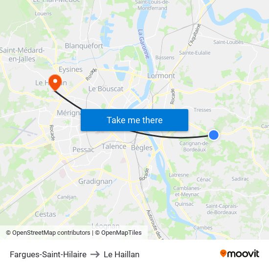 Fargues-Saint-Hilaire to Le Haillan map