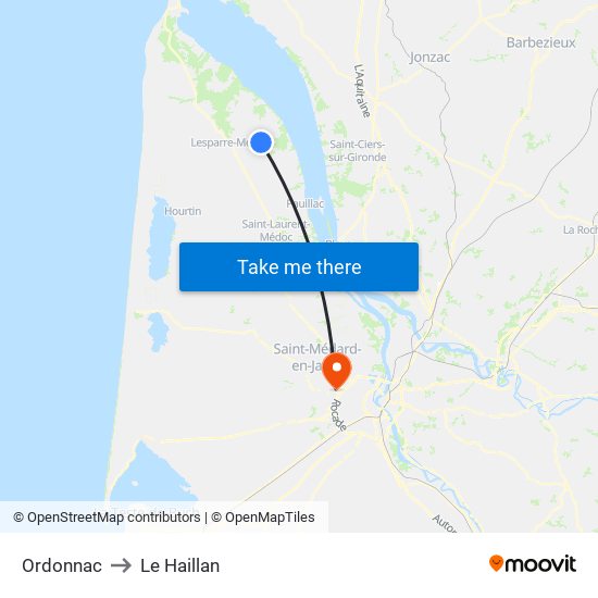 Ordonnac to Le Haillan map