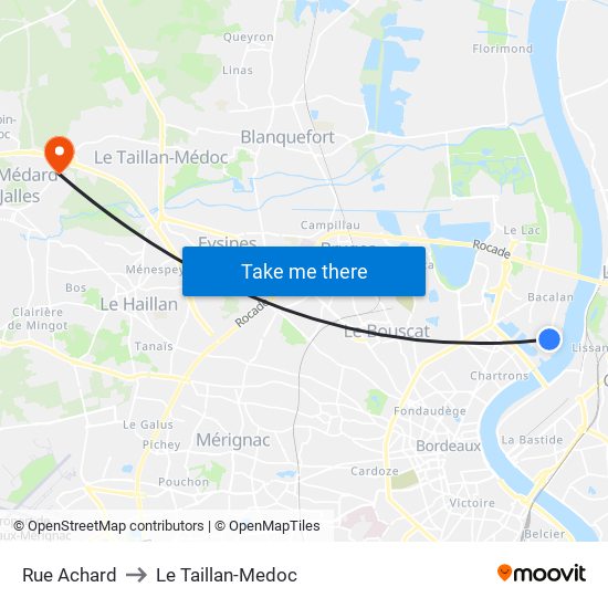 Rue Achard to Le Taillan-Medoc map