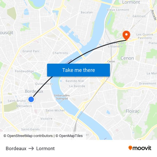 Bordeaux to Lormont map