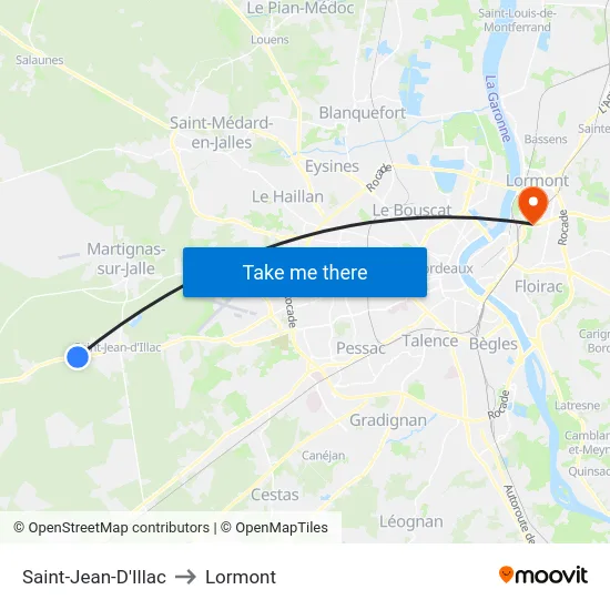 Saint-Jean-D'Illac to Lormont map