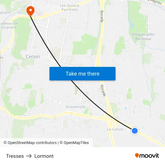 Tresses to Lormont map