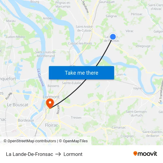 La Lande-De-Fronsac to Lormont map