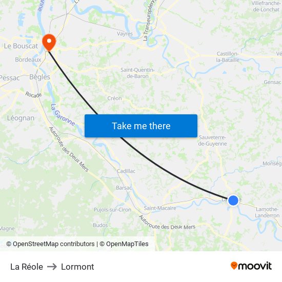 La Réole to Lormont map