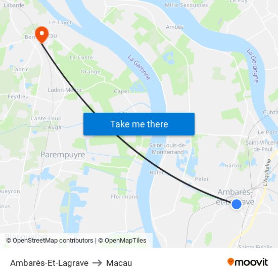 Ambarès-Et-Lagrave to Macau map