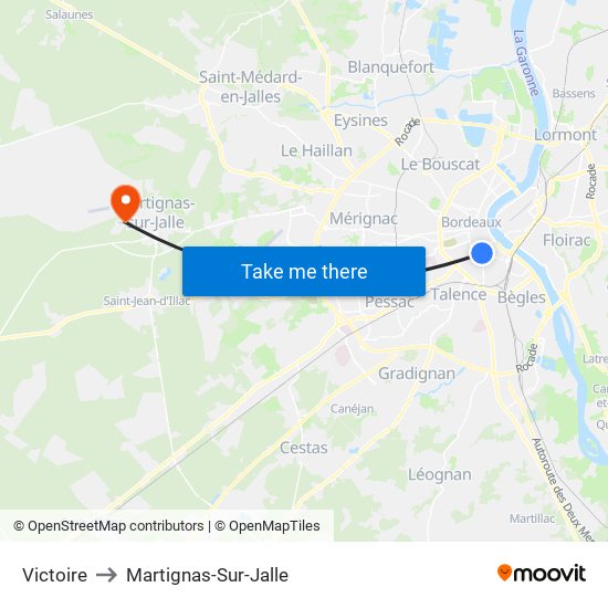 Victoire to Martignas-Sur-Jalle map