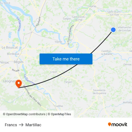 Francs to Martillac map