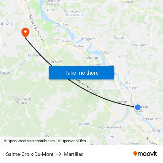 Sainte-Croix-Du-Mont to Martillac map