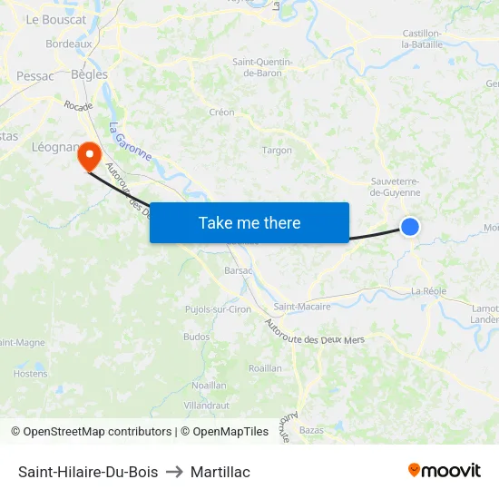 Saint-Hilaire-Du-Bois to Martillac map