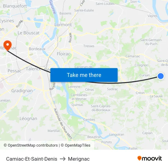 Camiac-Et-Saint-Denis to Merignac map