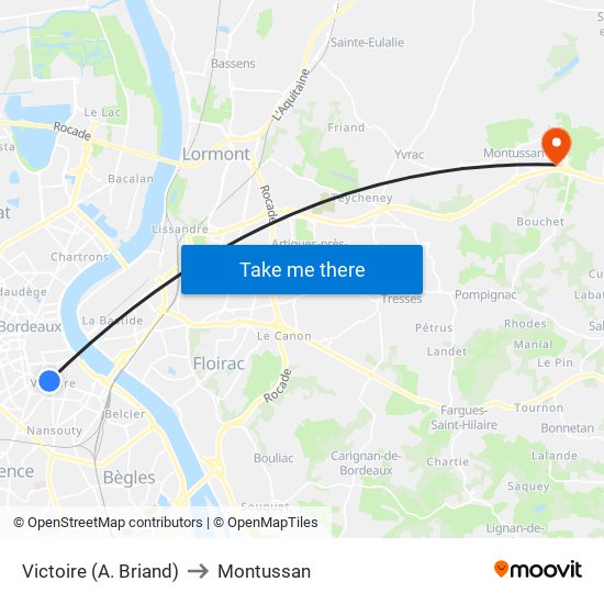 Victoire (A. Briand) to Montussan map