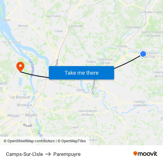 Camps-Sur-L'Isle to Parempuyre map